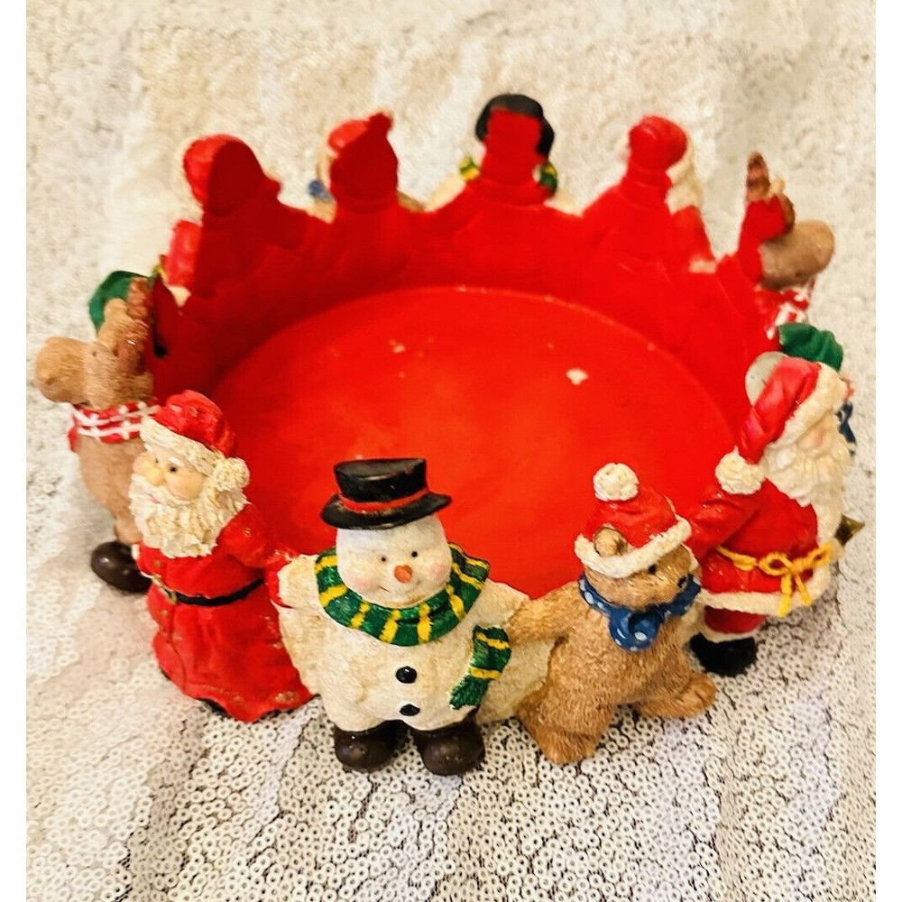 Vintage Large Candle Holder Christmas Moose Santa Teddy Bear